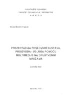 prikaz prve stranice dokumenta Prezentacija poslovnih sustava, proizvoda i usluga pomoću multimedije na društvenim mrežama