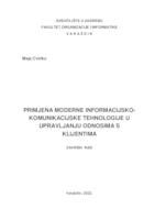 prikaz prve stranice dokumenta Primjena moderne informacijsko-komunikacijske tehnologije u upravljanju odnosima s klijentima