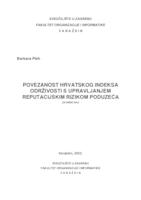 prikaz prve stranice dokumenta Povezanost Hrvatskog indeksa održivosti s upravljanjem reputacijskim rizikom poduzeća