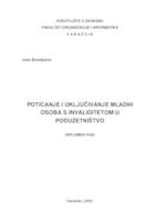 prikaz prve stranice dokumenta Poticanje i uključivanje mladih osoba s invaliditetom u poduzetništvo