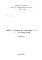 prikaz prve stranice dokumenta Važnost neverbalne komunikacije u javnim nastupima