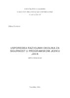 prikaz prve stranice dokumenta Usporedba razvojnih okolina za sigurnost u programskom jeziku JAVA