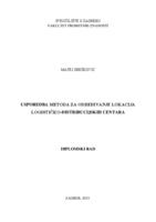 prikaz prve stranice dokumenta Usporedba metoda za određivanje lokacije logističko distribucijskih centara