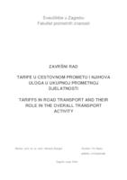 prikaz prve stranice dokumenta Tarife u cestovnom prometu i njihova uloga u ukupnoj prometnoj djelatnosti