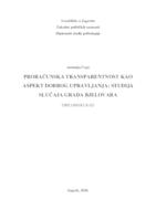 prikaz prve stranice dokumenta Proračunska transparentnost kao aspekt dobrog upravljanja: studija slučaja Grada Bjelovara