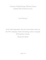 prikaz prve stranice dokumenta World Trade Organization: The Role of Developing Countries in the WTO. Challenges Faced by Developing Countries Joining the WTO and Their Solutions