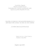 prikaz prve stranice dokumenta POLITIKA SUZBIJANJA NEZAKONITIH MIGRACIJA U REPUBLICI HRVATSKOJ  OD 2000. DO 2020. GODINE