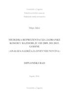 prikaz prve stranice dokumenta Medijska reprezentacija Jadranke Kosor od 2009. godine do 2015. godine (analiza sadržaja dnevnih novina)