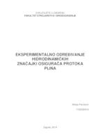 prikaz prve stranice dokumenta Eksperimentalno određivanje hidrodinamičkih značajki osigurača protoka plina