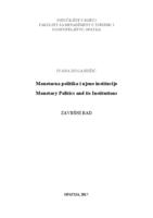 prikaz prve stranice dokumenta Monetarna politika i njene institucije