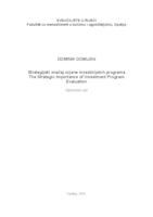 prikaz prve stranice dokumenta Strategijski značaj ocjene investicijskih programa