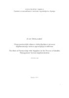 prikaz prve stranice dokumenta Uloga partnerskih odnosa s dobavljačima u procesu implementacije sustava upravljanja kvalitetom