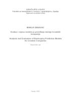 prikaz prve stranice dokumenta Analiza i ocjena modela za predviđanje stečaja hrvatskih kompanija