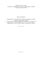 prikaz prve stranice dokumenta Organizacija i menadžment odjela smještaja u hotelu Toplice, Krapinske Toplice