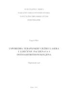 prikaz prve stranice dokumenta USPOREDBA TERAPIJSKIH VJEŽBI I LASERA U LIJEČENJU PACIJENATA S OSTEOARTRITISOM KOLJENA
