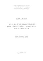 prikaz prve stranice dokumenta Analiza socioekonomskih i ekoloških koristi obnovljivih izvora energije