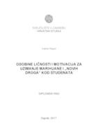 prikaz prve stranice dokumenta Osobine ličnosti i motivacija za uzimanje marihuane i "novih droga" kod studenata