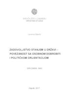 prikaz prve stranice dokumenta Zadovoljstvo stanjem u državi - povezanost sa osobnom dobrobiti i političkom orijentacijom