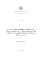 prikaz prve stranice dokumenta Sociodemografske odrednice i test integriteta kao prediktori nepoželjnog organizacijskog ponašanja