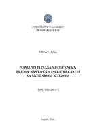 prikaz prve stranice dokumenta Nasilno ponašanje učenika prema nastavnicima u relaciji sa školskom klimom