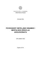 prikaz prve stranice dokumenta Povezanost obiteljske dinamike i mentalnog zdravlja adolescenata