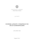 prikaz prve stranice dokumenta Osobine ličnosti i ponašanje na društvenim mrežama