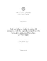 prikaz prve stranice dokumenta Važnost stigme traženja pomoći i socijalne podrške u predviđanju kvalitete terapijskog saveza klijenata u psihoterapiji