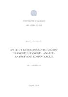 prikaz prve stranice dokumenta Institut Ruđer Bošković - između javnosti i znanosti:  analiza znanstvene komunikacije