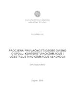 prikaz prve stranice dokumenta Procjena privlačnosti osobe ovisno o spolu, kontekstu konzumacije i učestalosti konzumacije akohola