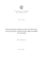 prikaz prve stranice dokumenta Povezanost motivacije studenata s različitim aspektima prilagodbe na studij
