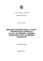 prikaz prve stranice dokumenta Medijsko izvještavanje o vojno-redarstvenoj operaciji "Oluja" na primjeru Vjesnika, Večernjeg lista i Slobodne Dalmacije