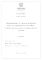 prikaz prve stranice dokumenta Fenomenologija kritičkog mišljenja kod studenata društveno-humanističkih područja na Sveučilištu u Zagrebu