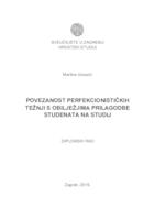 prikaz prve stranice dokumenta Povezanost perfeksionističkih težnji s obilježjima prilagodbe studenata na studij