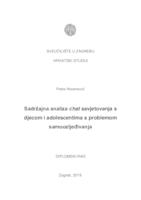 prikaz prve stranice dokumenta Sadržajna analiza chat savjetovanja s djecom i adolescentima s problemom samoozljeđivanja