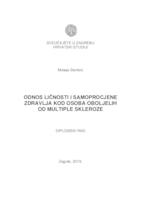 prikaz prve stranice dokumenta Odnos ličnosti i samoprocjene zdravlja kod osoba oboljelih od multiple skleroze