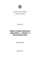 prikaz prve stranice dokumenta Prikaz vojnih operacija "Maslenica" i "Peruča" u hrvatskom tisku