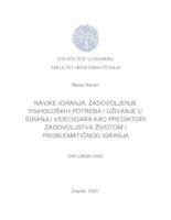 prikaz prve stranice dokumenta Navike igranja, zadovoljenje psiholoških potreba i uživanje u igranju videoigara kao prediktori zadovoljstva životom i problematičnog igranja