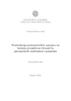 prikaz prve stranice dokumenta Predviđanje poduzetničkih namjera na temelju proaktivne ličnosti te percipiranih motivatora i prepreka