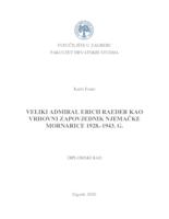 prikaz prve stranice dokumenta Veliki admiral Erich Raeder kao vrhovni zapovjednik njemačke mornarice 1928.-1943. g.