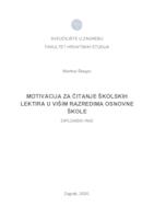 prikaz prve stranice dokumenta Motivacija za čitanje školskih lektira u višim razredima osnovne škole