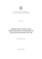 prikaz prve stranice dokumenta Prediktori stresa kod psihoterapeuta povezani s psihoterapijskim poslom