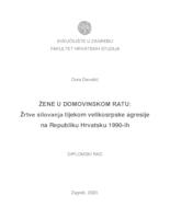 prikaz prve stranice dokumenta Žene u Domovinskom ratu: žrtve silovanja tijekom velikosrpske agresije na Republiku Hrvatsku 1990-ih