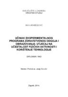 prikaz prve stranice dokumenta Učinak eksperimentalnog programa zdravstvenog odgoja i obrazovanja: Utjecaj na učestalost fizičkih aktivnosti i korištenja tehnologije