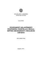 prikaz prve stranice dokumenta Povezanost uključenosti profesora i roditelja u školu, ispitne anksioznosti i školskog uspjeha