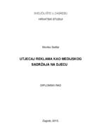 prikaz prve stranice dokumenta Utjecaj reklama kao medijskog sadržaja za djecu