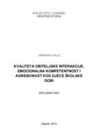 prikaz prve stranice dokumenta Kvaliteta obiteljske interakcije, emocionalna kompetentnost i agresivnost kod djece školske dobi