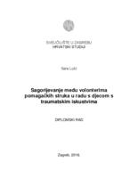 prikaz prve stranice dokumenta Sagorijevanje među volonterima pomagačkih struka u radu s djecom s traumatskim iskustvima