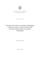 prikaz prve stranice dokumenta Povezanost motiva za igranje videoigara i jasnoće pojma o sebi sa sklonosti problematičnom igranju videoigara