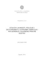 prikaz prve stranice dokumenta Stavovi javnosti, policije i zatvorenika o svrhama sankcija i povjerenje u kazeneno-pravni sustav