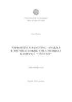 prikaz prve stranice dokumenta Neprofitni marketing - analiza komunikacijskog stila medijske kampanje "Oživi me"